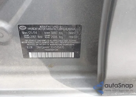 2014 Hyundai Elantra Se from USA, damaged, VIN 5NPDH4AE2EH510470